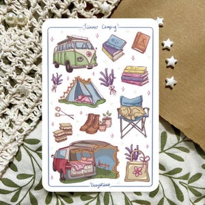 Hoja de pegatinas "Camping de verano" | Pegatinas de diario, Bullet Journal, Bookjournal, Scrapbook, Libros, Camping Cozy Adventure, Diario, Camping