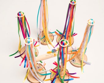 BELTANE MAYPOLE May Day Ritual Sabbat Celebration Altar Decoration complete with Beltane Maypole Blessing Ritual Chant. Non fray ribbon seal