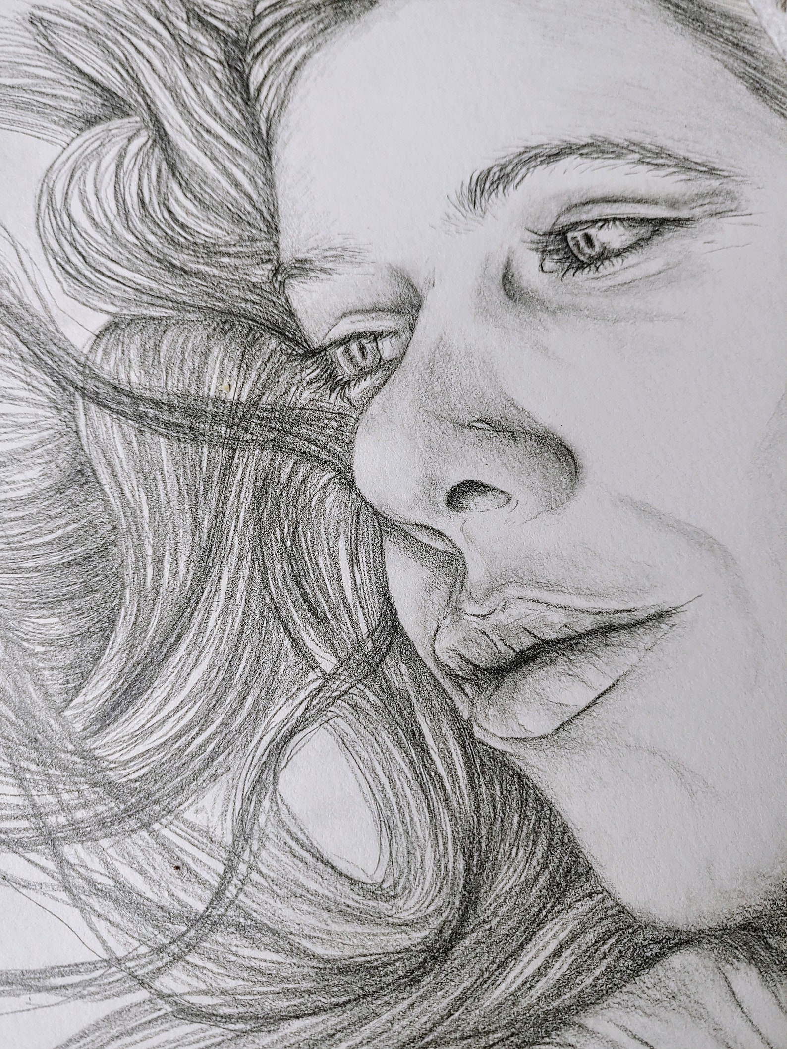 Portrait Drawing Black White Pencil Traditional Art People Kids Babies ...