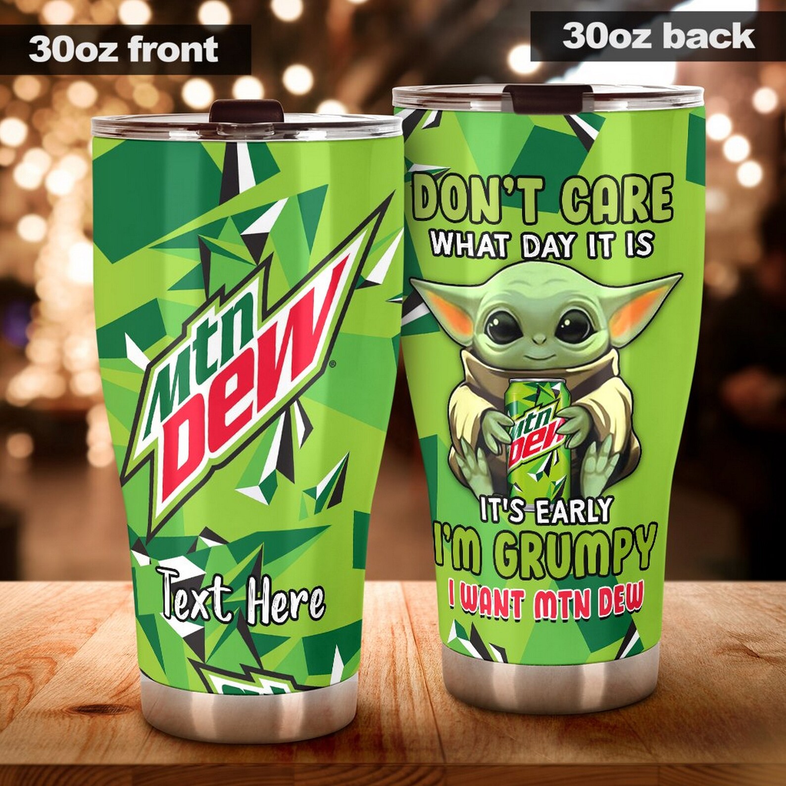 Personalized Custom Mountain Dew Baby Yoda Tumbler MTN Dew Etsy