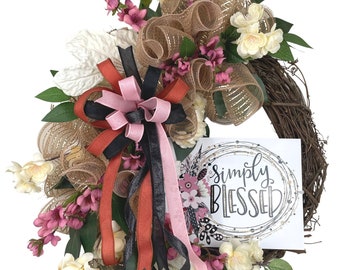 Simply Blessed Everyday Grapevine Wreath Front Door Wreath