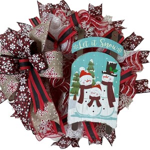 Let It Snow Mesh Wreath Winter Wreath Snowman Wreath image 1