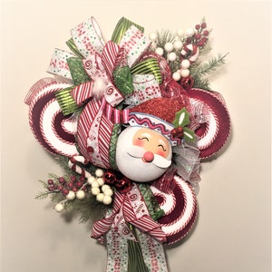 Glitter Santa Christmas Swag, Christmas Wreath Christmas Door Hanger image 1