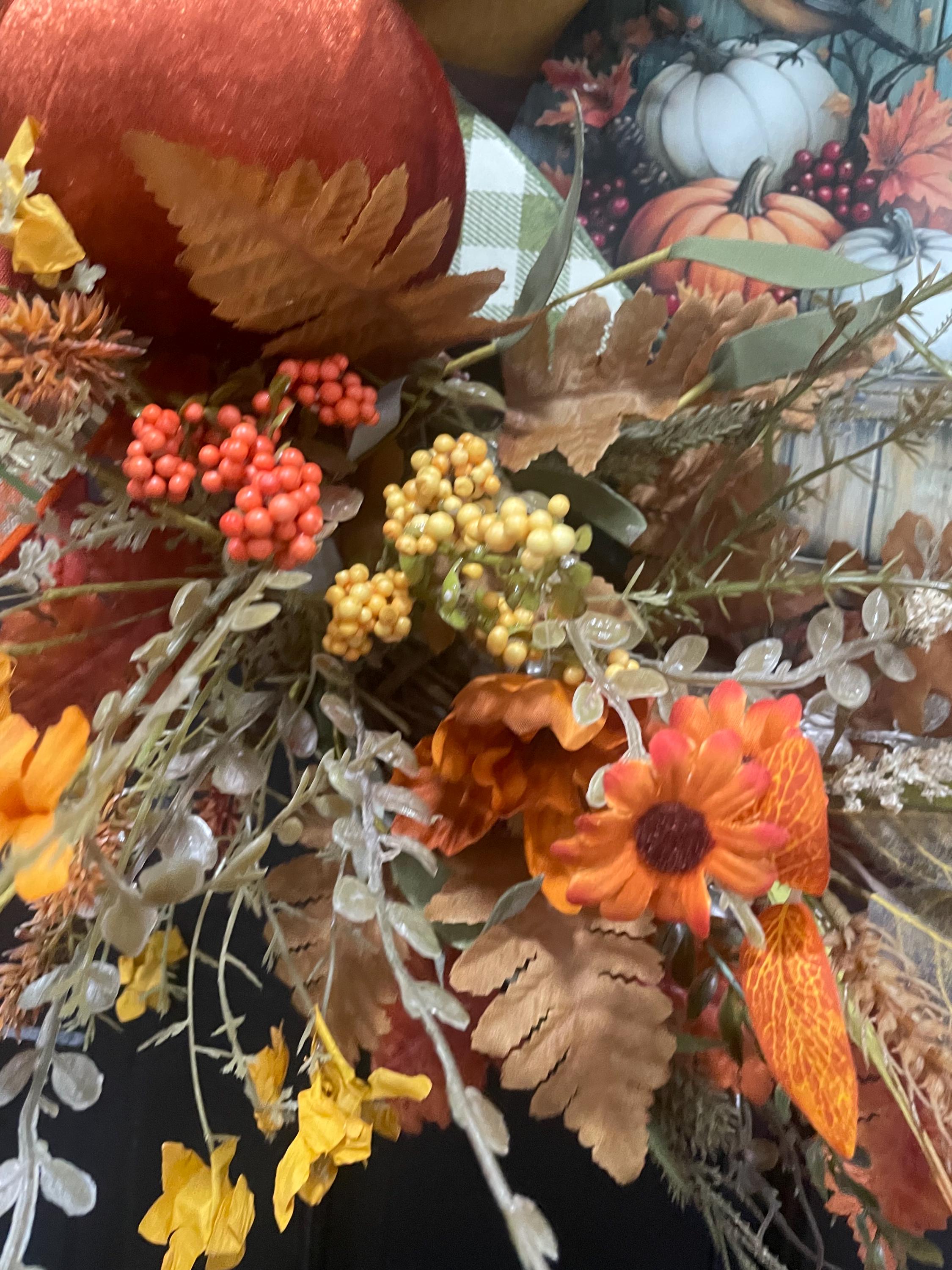 Fall Pumpkin Wreath for Front Door | Autumn Grapevine Wreath With ...