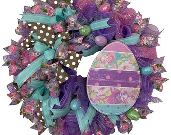 Easter Egg Mesh Wreath Easter Wreath Front Door Wreath