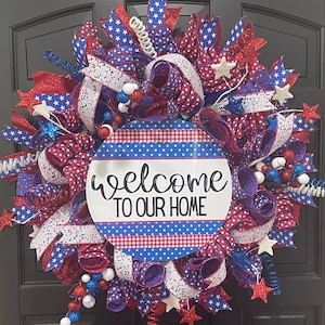 Patriotic Welcome to Our Home Wreath