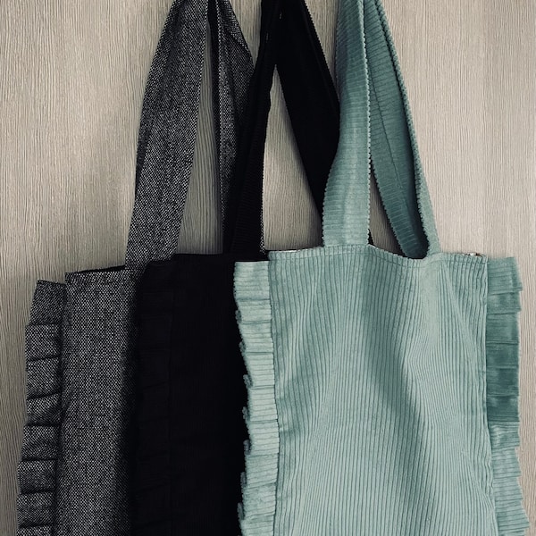 Tote bag / Tote bag velours / Sac cabas / Sac fourre-tout / Sac / Tote bag à volants / Sac shopping