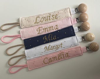 Attache Tétine Personnalisée En Gaze De Coton - Collection COEUR