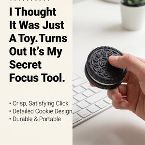 Oreo Clicker | 3D Printed Cookie-Inspired Fidget Toy | Satisfying Click Desk Toy | Novelty Gift