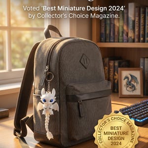 Articulated Light Fury Dragon Keychain | 3D Printed White Fidget Charm Accessory