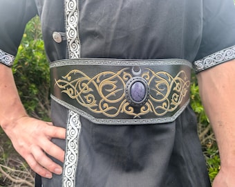 Handmade Leather Celestial Belt | LARP Cosplay, Gothic Costume - Etsy
