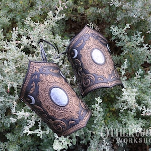 Leather Enchantress Wrist Cuffs: LARP Cosplay Armbands