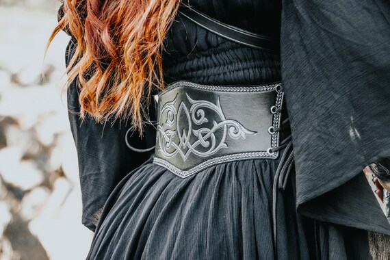 Vintage Rilleau Leathers Black Goth Medeival Taper Crystal Accent Statement Belt Rivet Studded Belt: Black Faux Leather Gothic Punk Style - Etsy main image 4