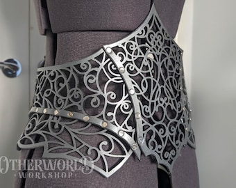 Leather Vine Thorn Underbust Corset | LARP Cosplay Armor | Elven Witch | Medieval Fantasy Ball | Wedding Accessory Belt
