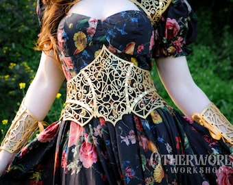 Leather Vine Underbust Corset: Elven Witch LARP Cosplay Armor