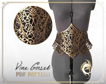 Modello in pelle per corsetto Thorn Vine: file tagliato al laser (PDF)