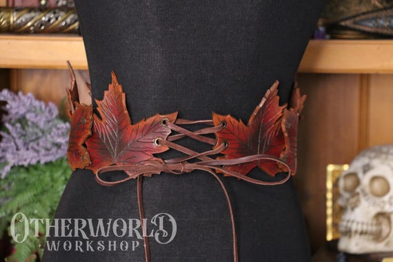 Leather Leaf Belt | LARP Cosplay Armor | Forest Fae Autumn  display picture 3