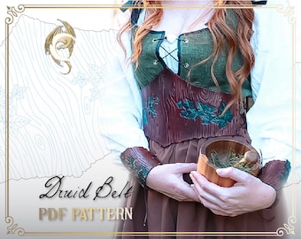 Druid Wood Elf Belt Leather Pattern: LARP Cosplay Armour (Digital Download)