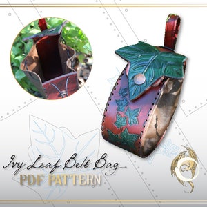Druide Waldelfe Efeu Gürteltasche | Leder Muster | Laser Cutter Kompatible Datei | LARP-Panzer Rüstung | Cosplay Schaum Requisite | Elfe | Waldfee