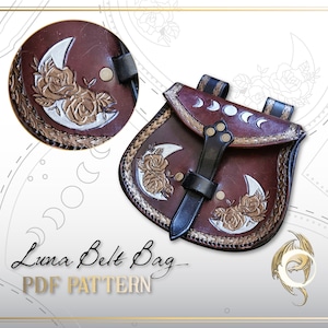 Luna Gürteltasche | Leder Muster | Laser Cutter Kompatible Datei | LARP | Cosplay Schaumstoff-Requisite