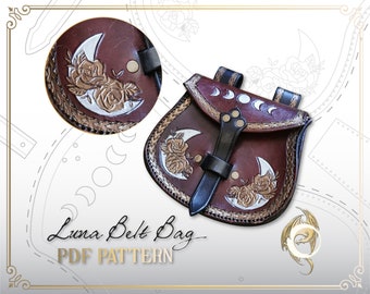 Borsa da cintura Luna/Modello in pelle/File compatibile con taglio laser/LARP/Cosplay Foam Prop