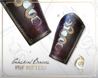 Celestial Bracers | Leather Pattern | Laser Cutter Compatible File | LARP Armour Armor | Cosplay Foam Prop