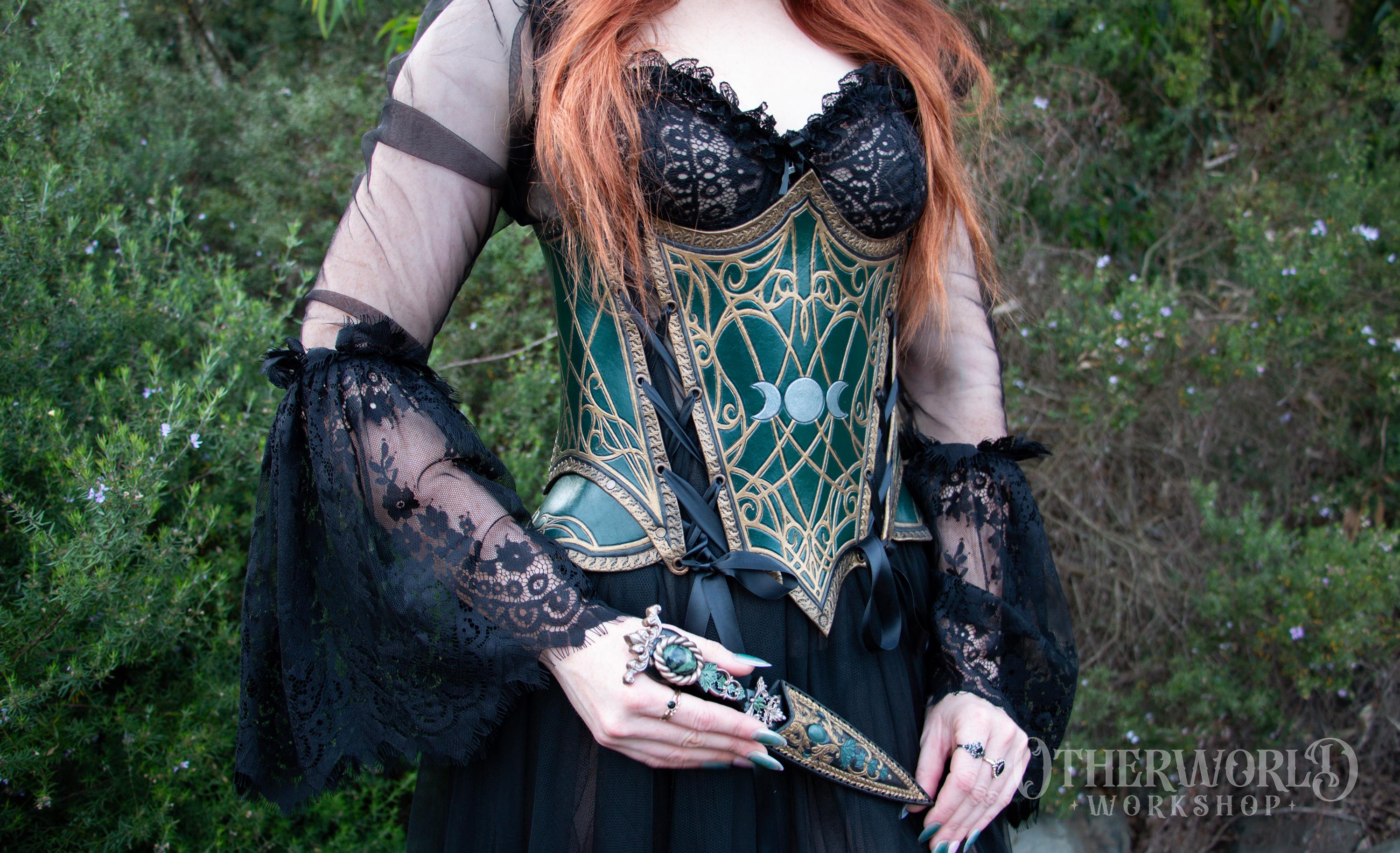 Lace Overlay Wide Waist Belt Renaissance Corset Goth Costume Accessory Gothic Reverie Corset Belt And Overskirt - Punk Rave Women main image 2