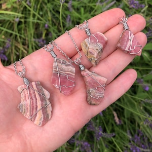 Rhodochrosite Pendant // Love gift, Crystal healing, Heart chakra