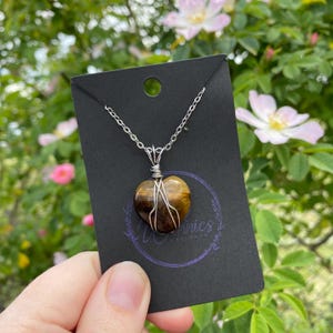 Tigers Eye Heart Necklace // Protection Gift, Crystal Gift