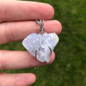 Raw Blue lace Agate Wire Wrap Necklace