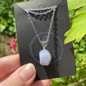 Blue lace Agate Necklace// crystal gift, Blue lace agate pendant