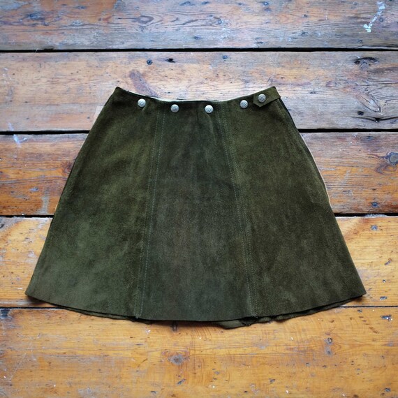 Beautiful 1970s khaki Suede Skirt