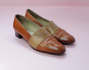 Vintage 1970s / 1980s Jaime Mascaro Womens Brown Shoes Moccasin Loafers Slip On