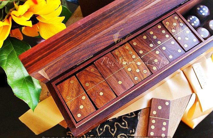 Rosewood Domino Game with 28 Domino Tiles, Handmade Wooden Game, Wooden Domino Set, Eco Friendly Toy, Tile Game