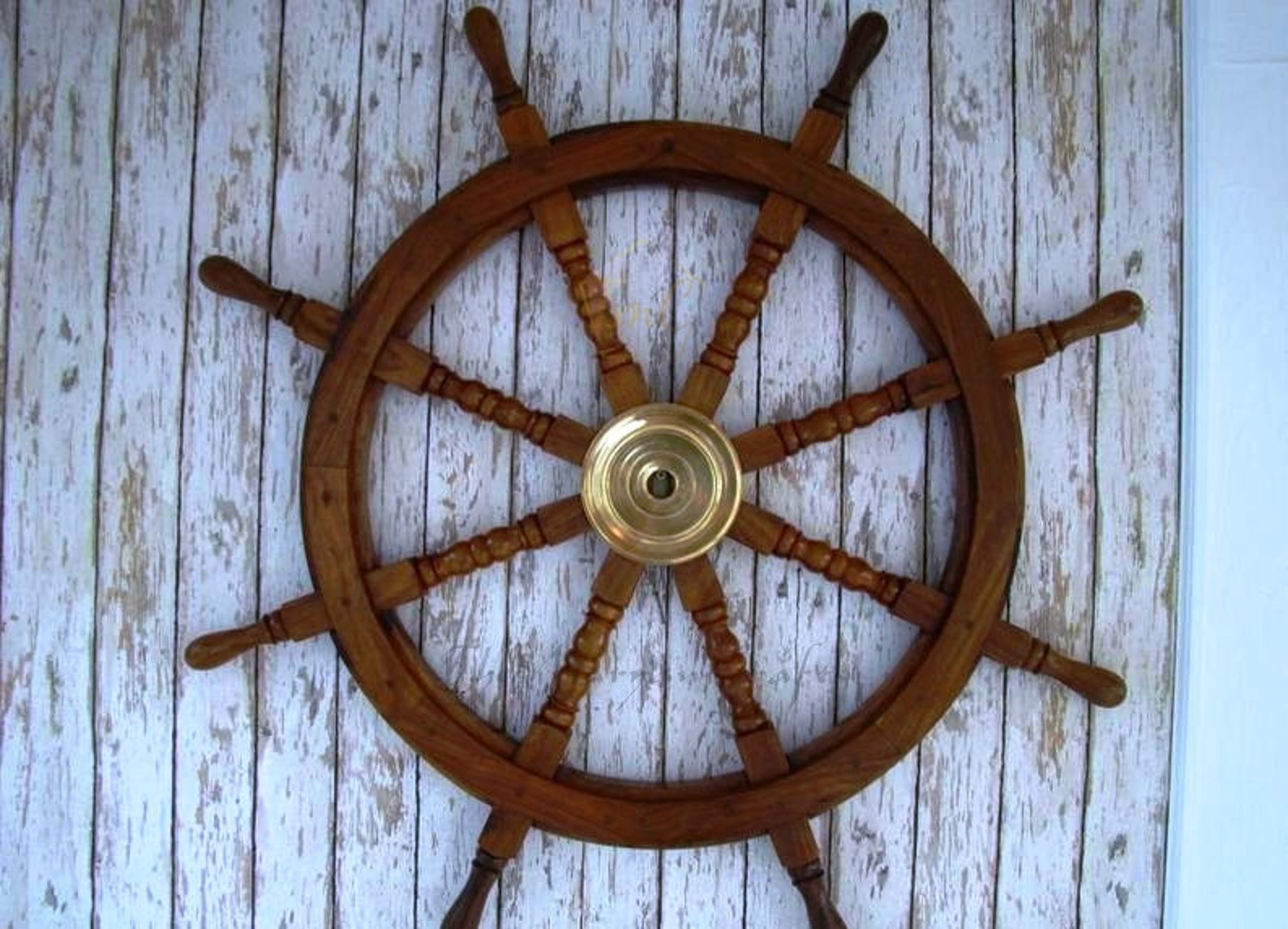 Nautical Coastal Wooden Ship Steering Wheel Etsy