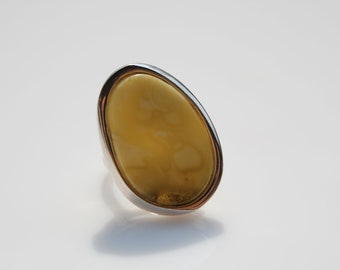 Magnífico anillo de ámbar báltico ajustable único en su tipo