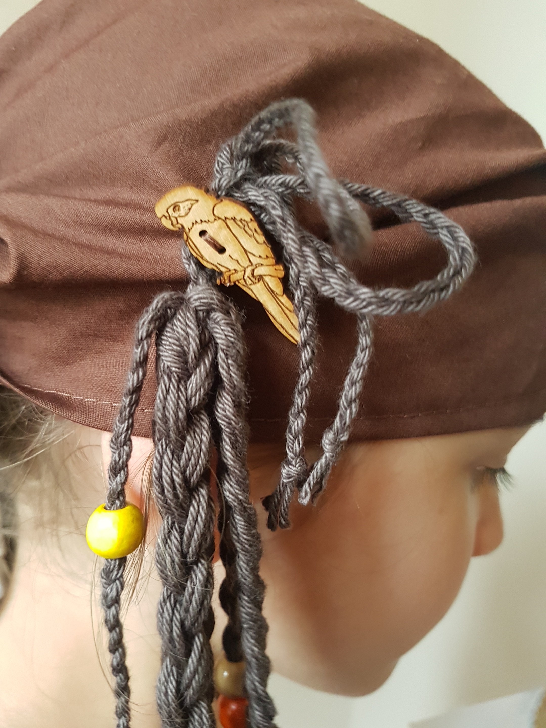 Bandana de pirate pour enfants avec accessoire de cheveux pour s'habiller.  Pirates des Caraïbes. 100 % coton avec perles et boutons. Couleur rose -   France