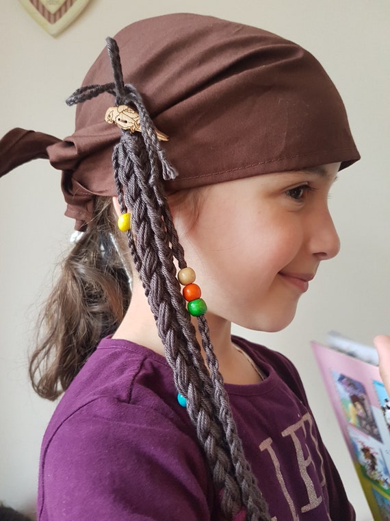 Bandana de pirate pour enfants avec accessoire de cheveux pour s'habiller.  Pirates des Caraïbes. 100% coton avec perles et boutons -  France