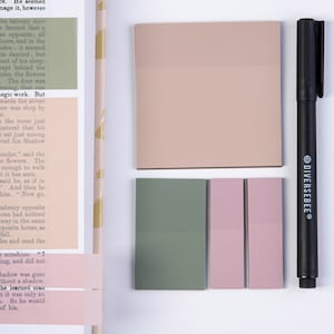 Pastel Transparent Sticky Notes (Includes Fine Tip Pen), Clear Page Flags, Planner Accessories