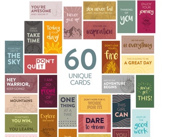 Motivational Cards: 60 Unique Inspirational Quote Cards - Assorted