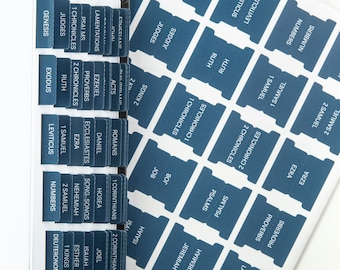 Laminated Bible Tabs: Easy-Read Bible Journaling Stickers - Navy