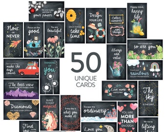 Chalkboard Encouragement Cards: 50 Unique Motivational Mini Cards