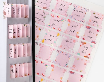 Rose Planner Tabs: Monthly Calendar Dividers, Laminated Stickers