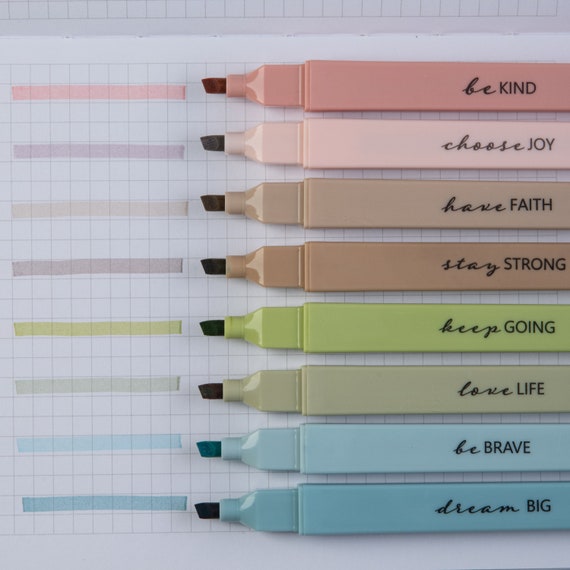 8 Earthy Bible Highlighters No Bleed or Smear, Bible Safe Gel Highlighters,  Bible Markers No Bleed Through, Dry Highlighters Set 