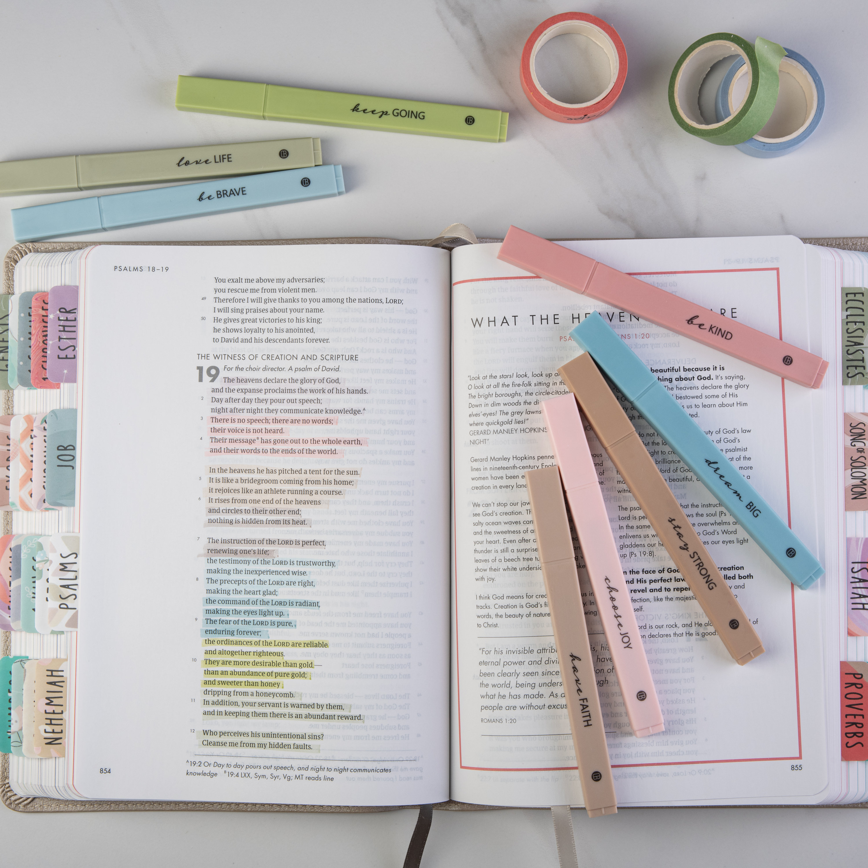 Aesthetic Cute Highlighters Assorted Colors, Bible Highlighters and Pens No  Bleed, Mild Soft Chisel Tip Pastel Highlighters Marker Pens for Journaling