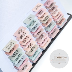 Laminated Bible Tabs with Adhesive (Easy to Read, Easy to Apply), Bible Labels, Bible Journaling Accessories, Bible Divider Stickers (Petal)