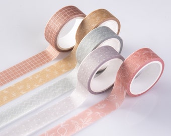 Pastel Washi Tape Set, 5 Rolls Decorative Scrapbook Tape, Cute Craft Tape, Scrapbooking Bullet Journal Supplies, Bible Journaling (Forest)