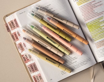 Earthy Bible Gel Highlighters, 8 Pack No Bleed Bible Safe Gel Highlighters, Bible & Planner Journaling Markers, Dry Highlighters Set