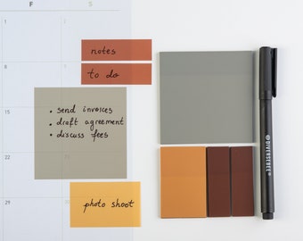 Transparent Sticky Notes Set (Fine Tip Pen Included), Clear Page Flags, Planner Accessories - Dune