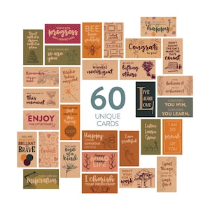 Kraft Encouragement Cards, 60 Pack, Motivational Mini Note Cards, Inspirational Card Set with Uplifting Quotes (Business Card Size)